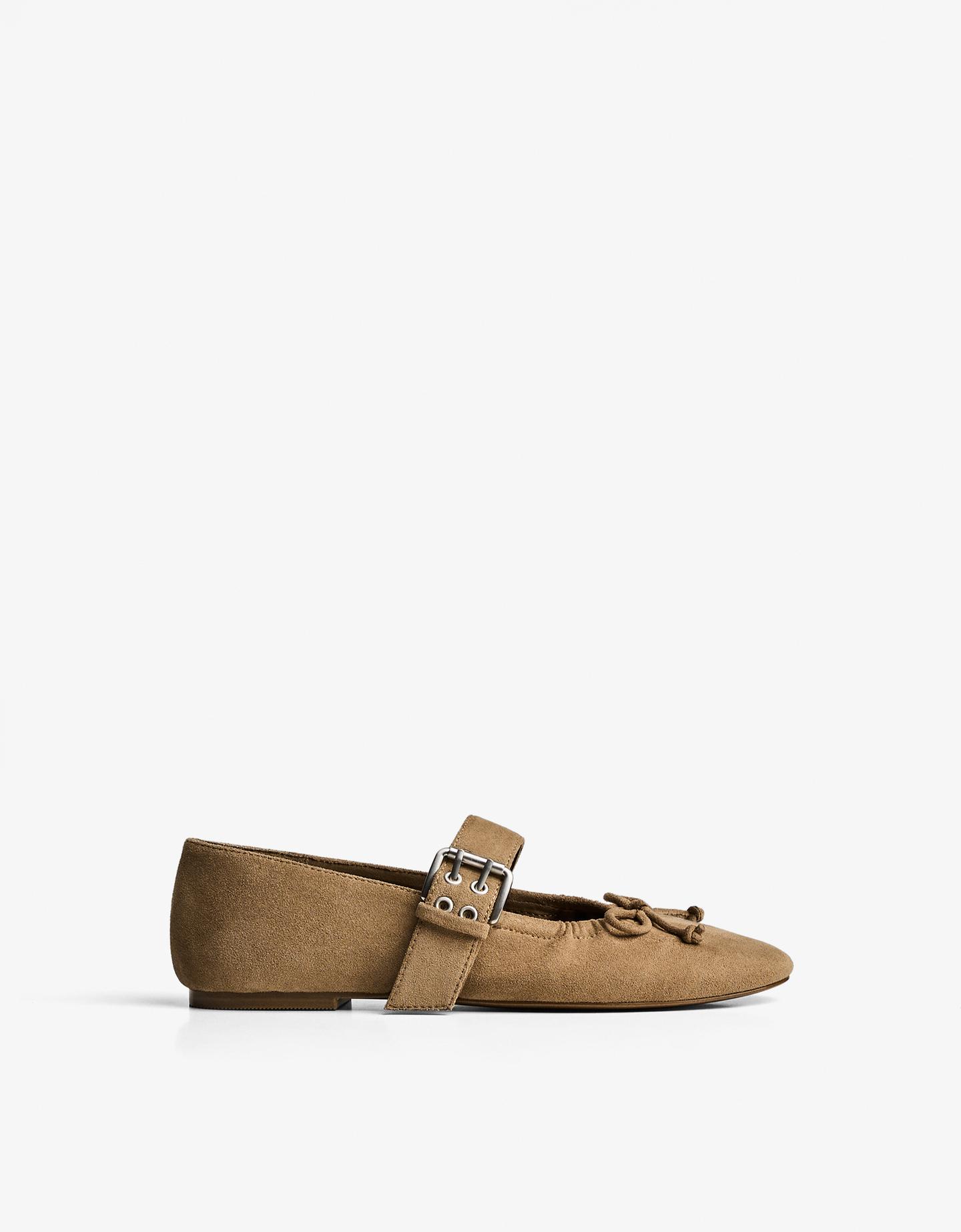 Bershka Bailarina Hebilla Mujer Tostado