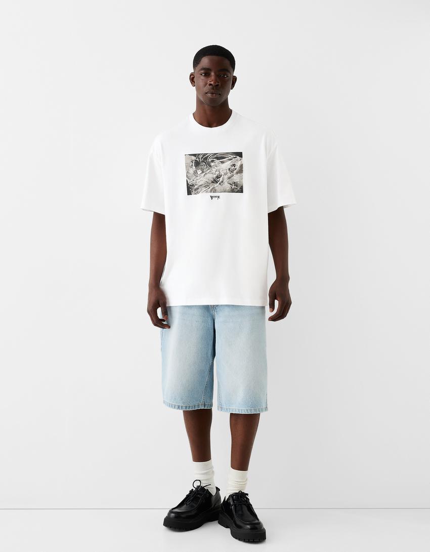 Berserk print short sleeve boxy fit T-shirt-White-3