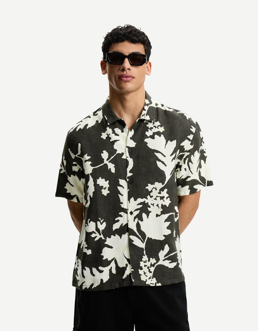 Camisa manga corta print-Negro