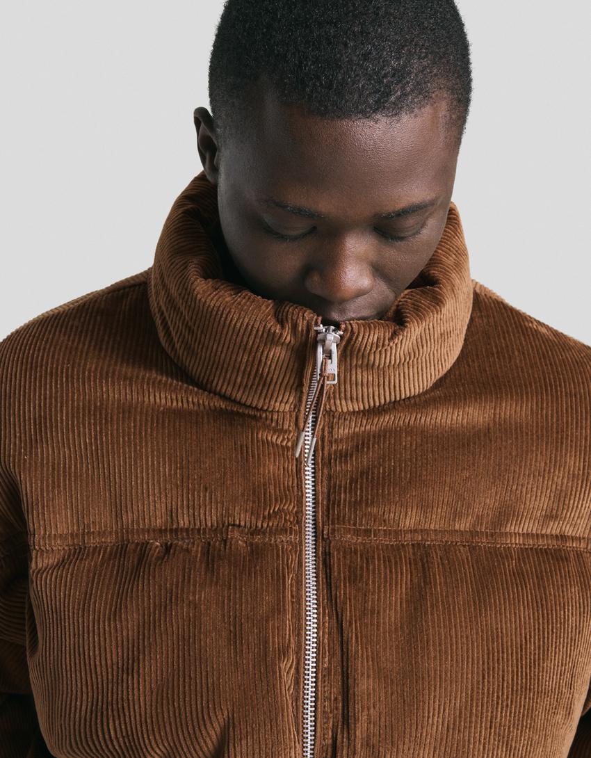 Corduroy puffer jacket-Brown