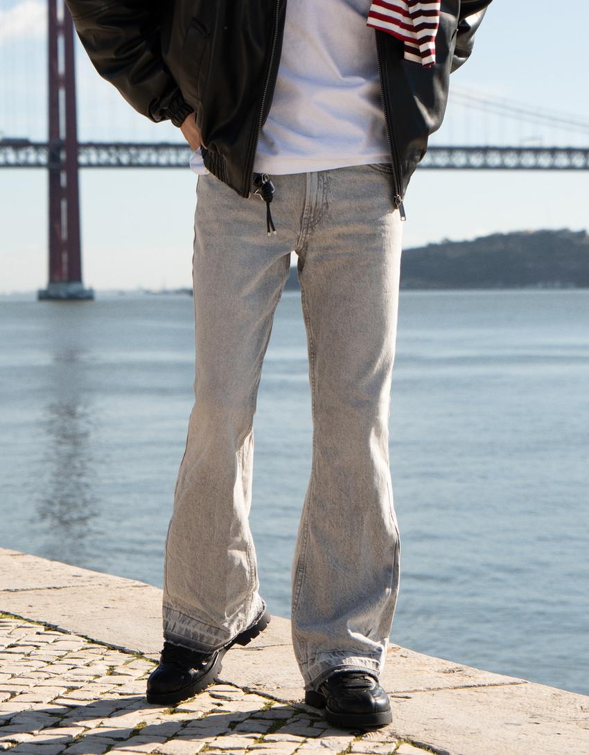 Jeans flare straight-Gris