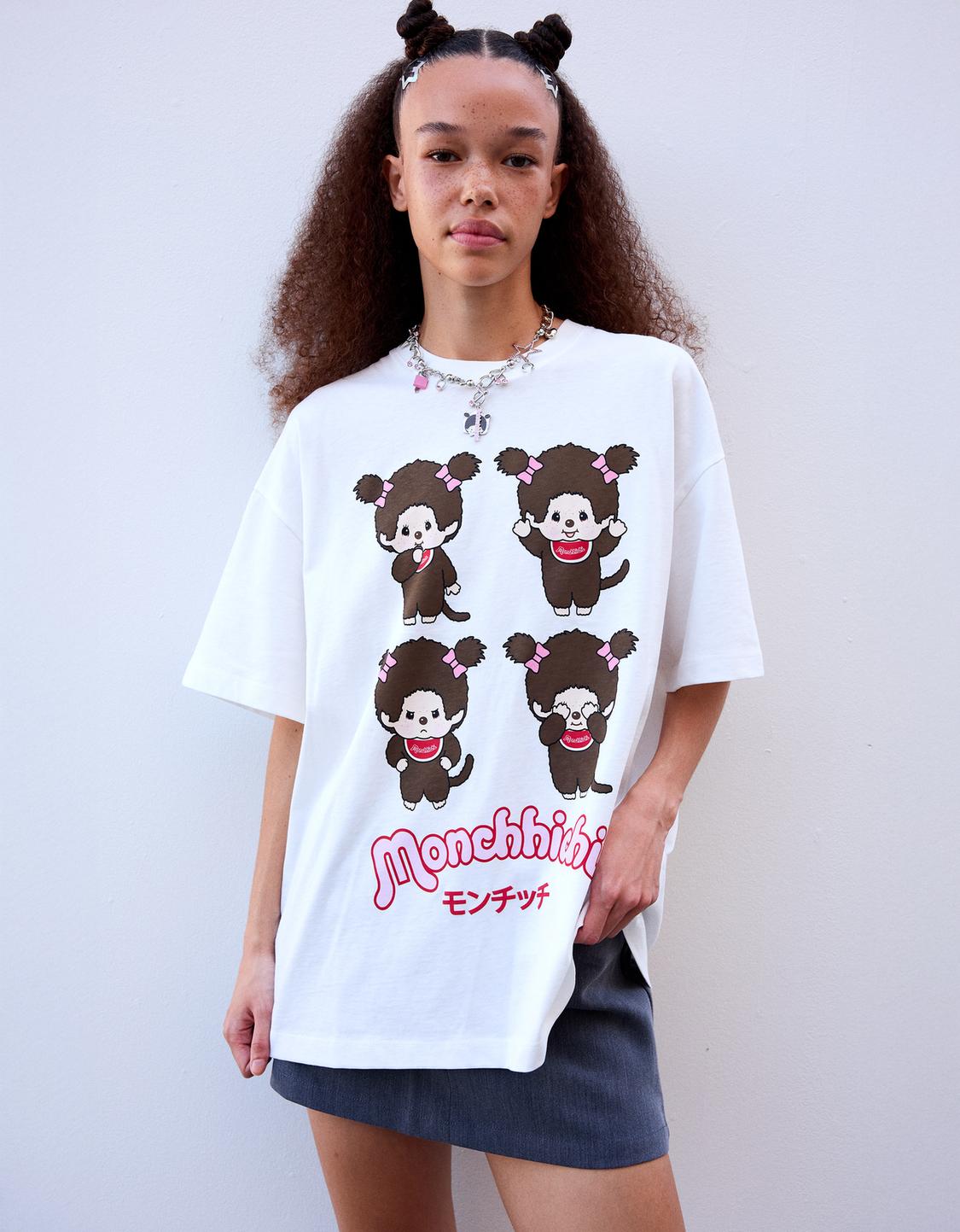 Short-sleeve Monchhichi print T-shirt