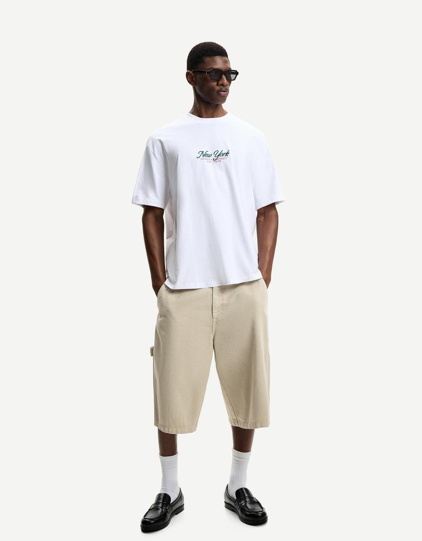 Short sleeve T-shirt with print-White