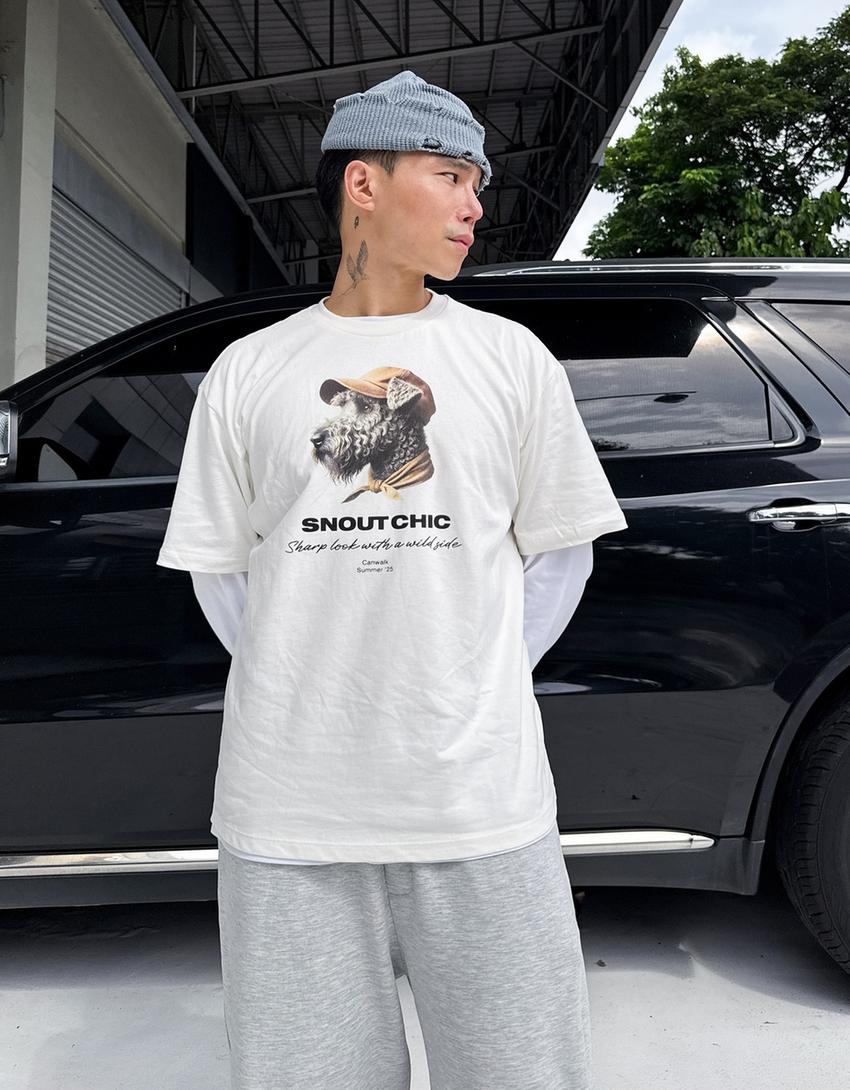 Short sleeve T-shirt with print-Off white-2