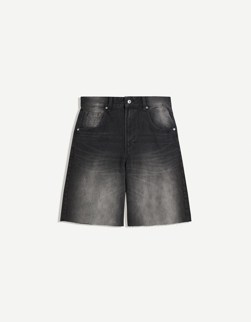 Calções bermuda super baggy fit-Preto-3