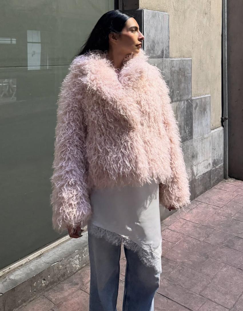 Faux fur jacket-Pink