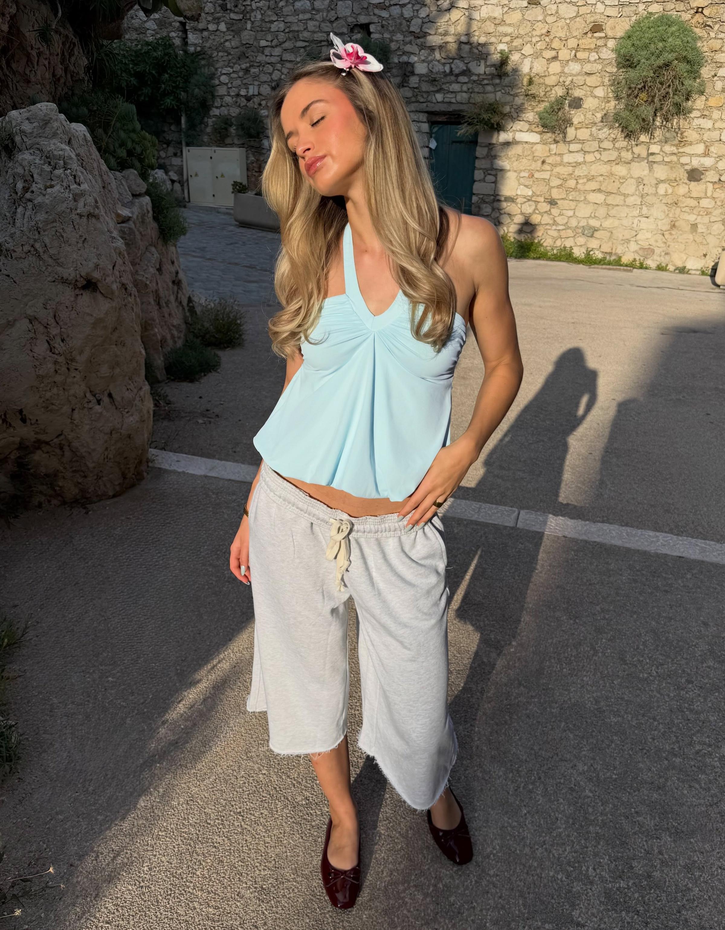 Halter peplum top — Turquoise