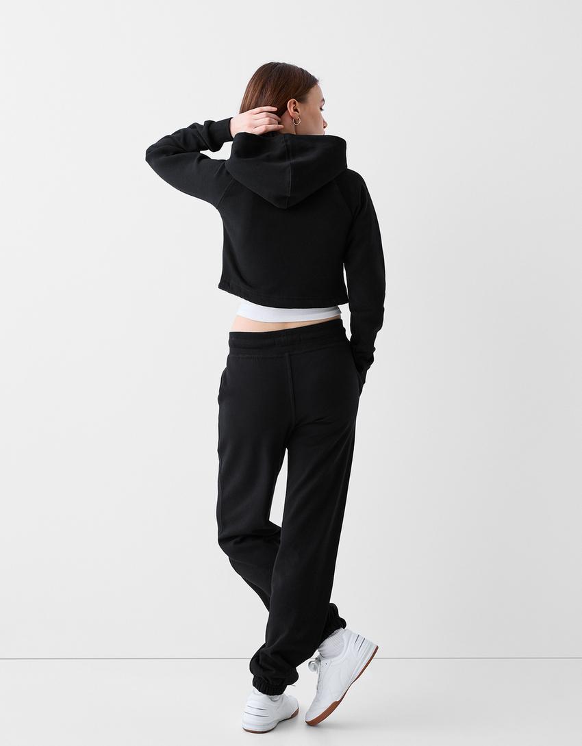 Pantalon jogger en molleton-Noir-1