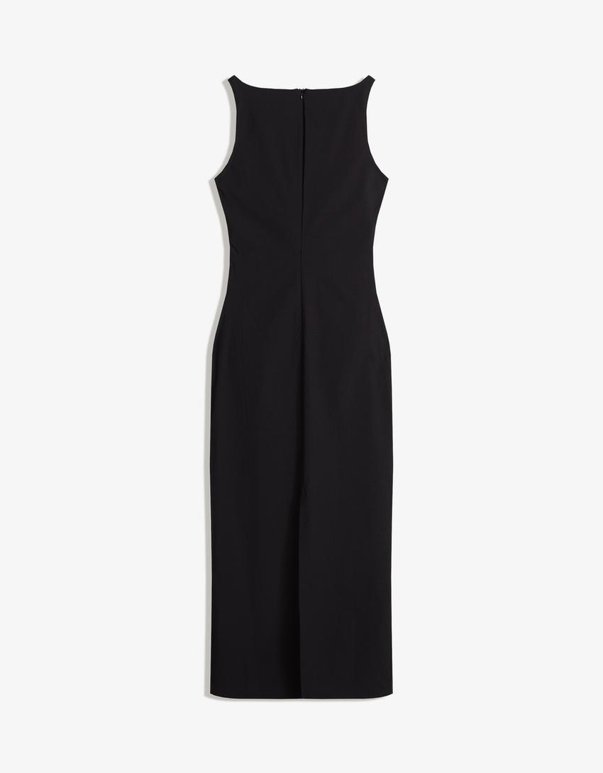 Bengaline midi dress-Black