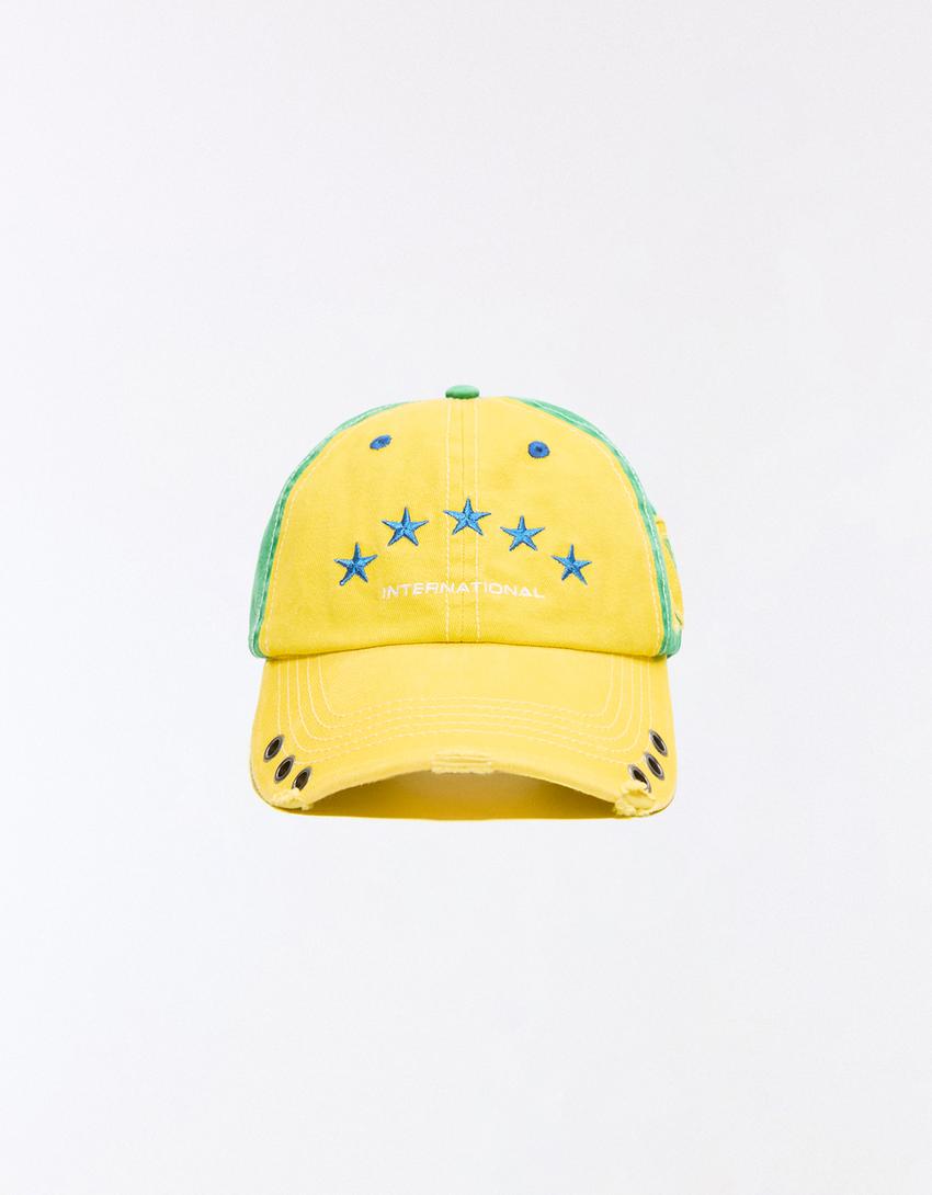 Embroidered cap-Yellow