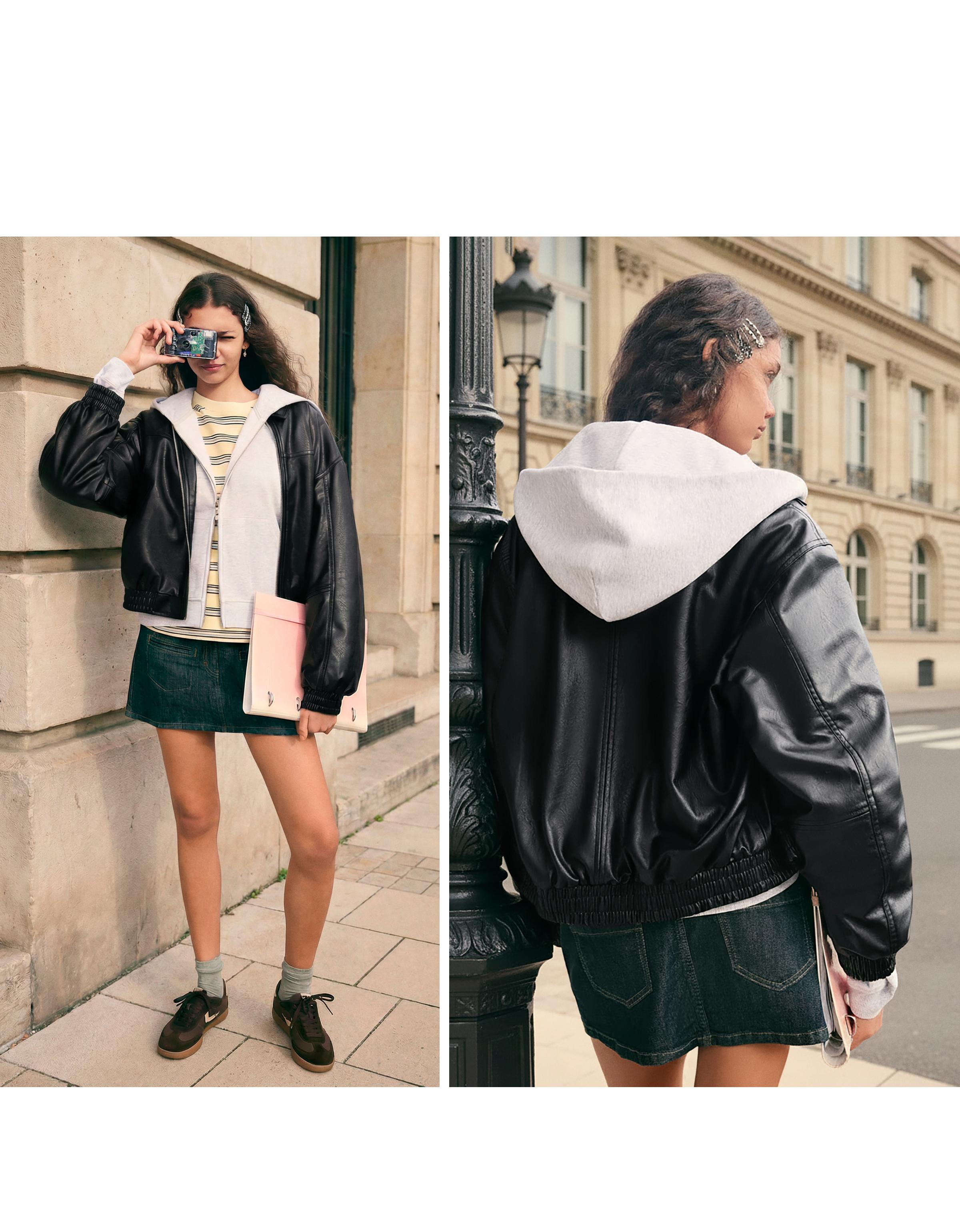 Leather effect jacket — Black