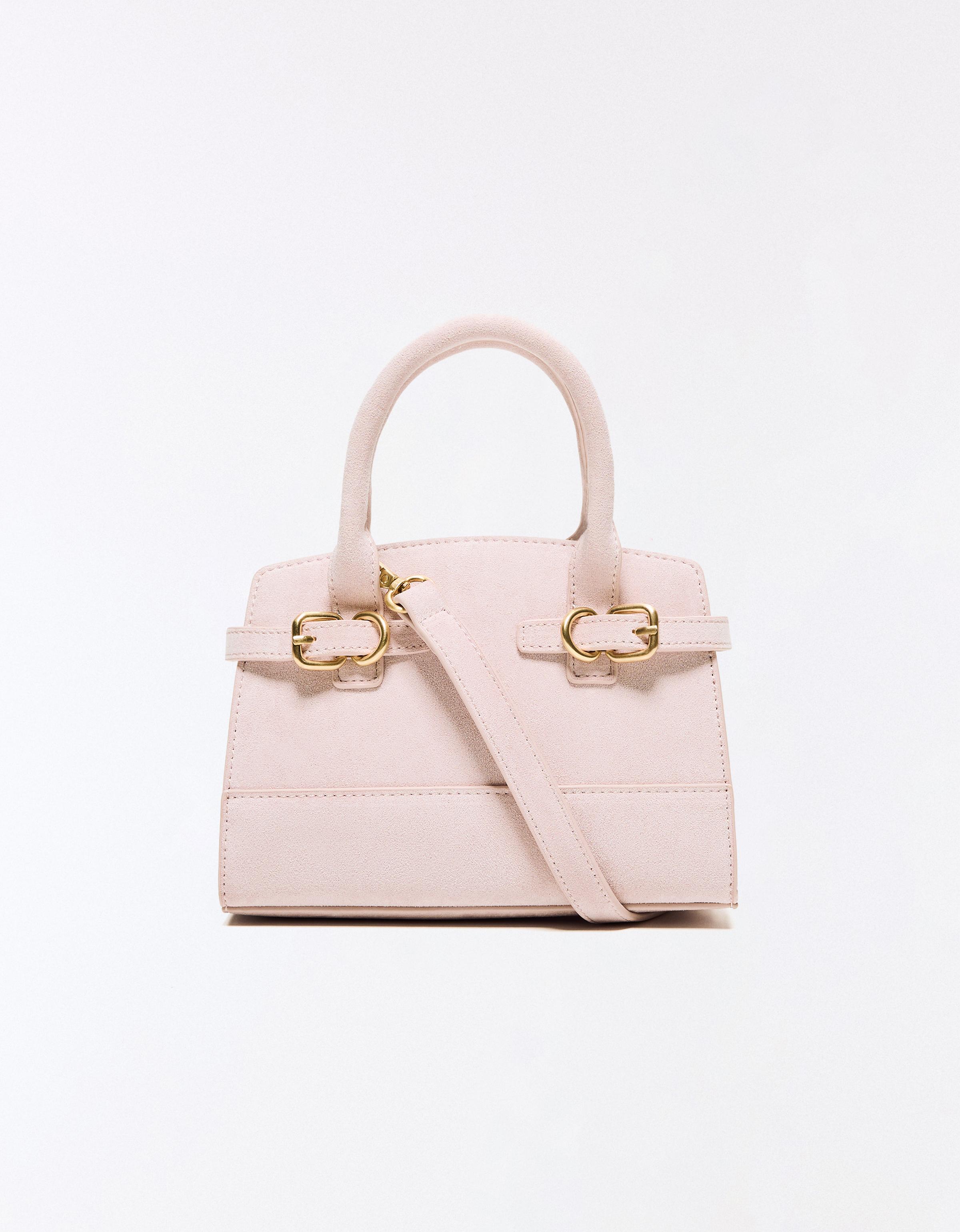 Faux suede buckle bag — Pink