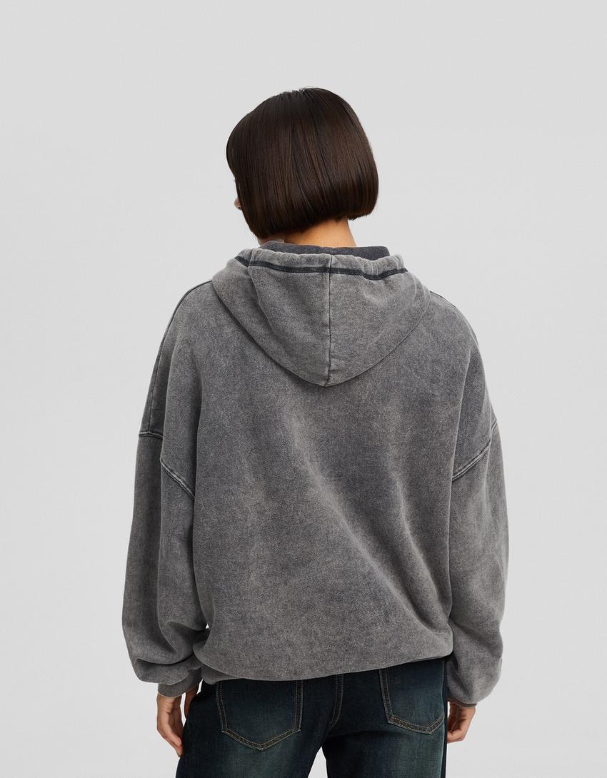 Paul Cézanne faded effect print hoodie-Grey-1