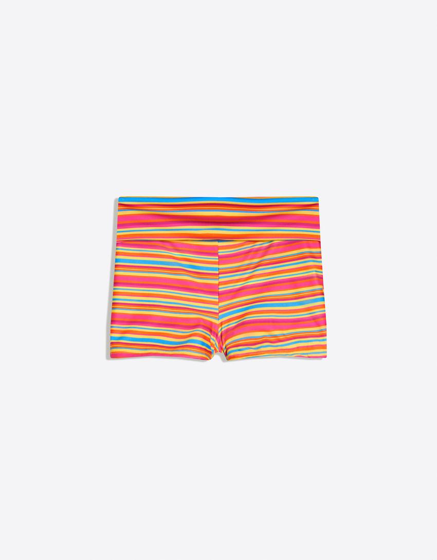 Gestreept culotte bikinibroekje-Roos