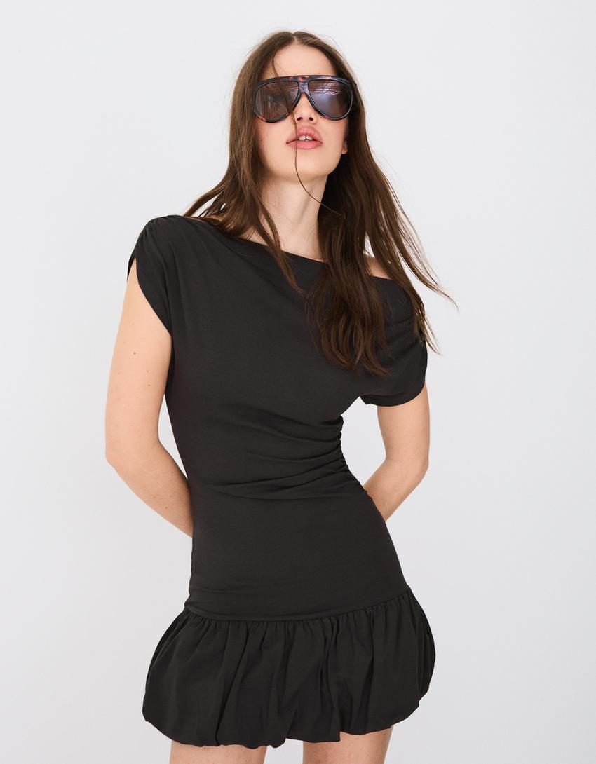 Vestido mini globo-Gris oscuro