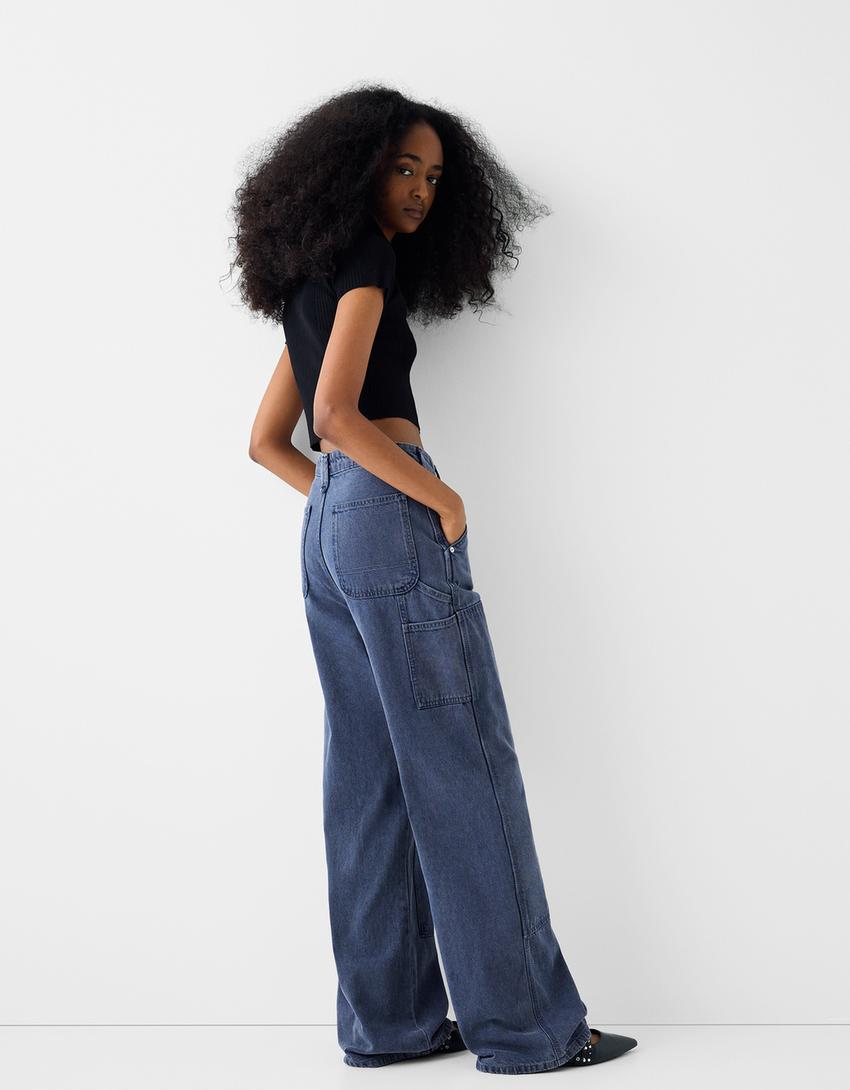 سروال عمالي ريفي تويل-أزرق داكن-2