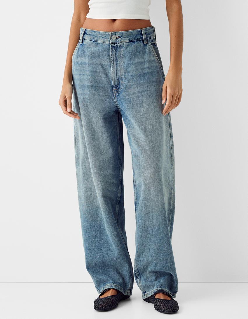 Jean skater fit effet délavé-Bleu lavé-1