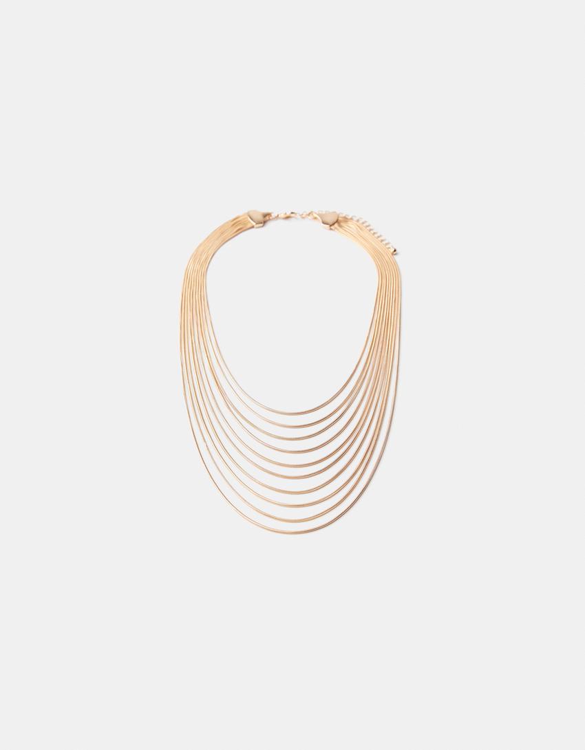 Long multi-strand necklace-Gold