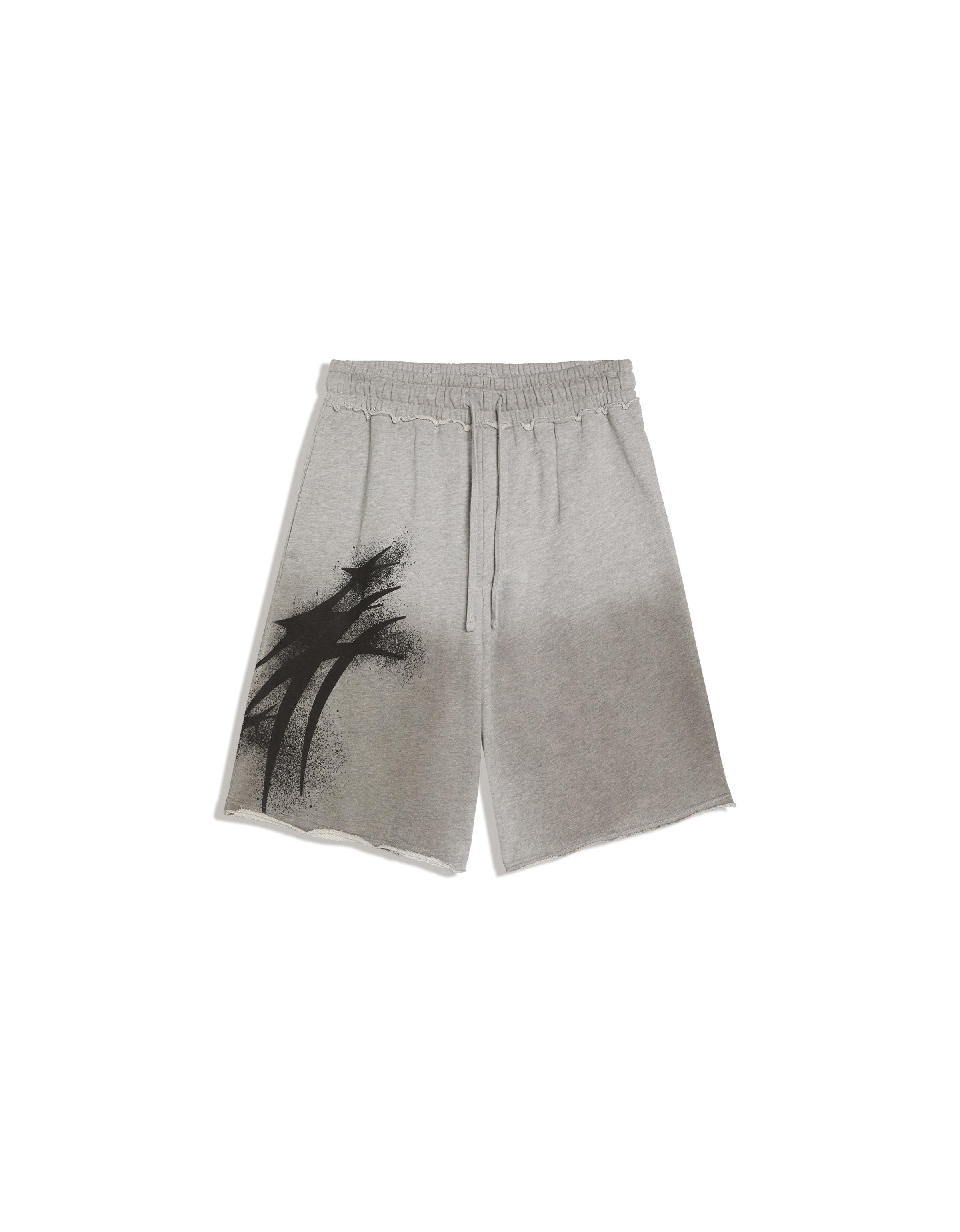 Washed jersey Bermuda shorts with print — Grey