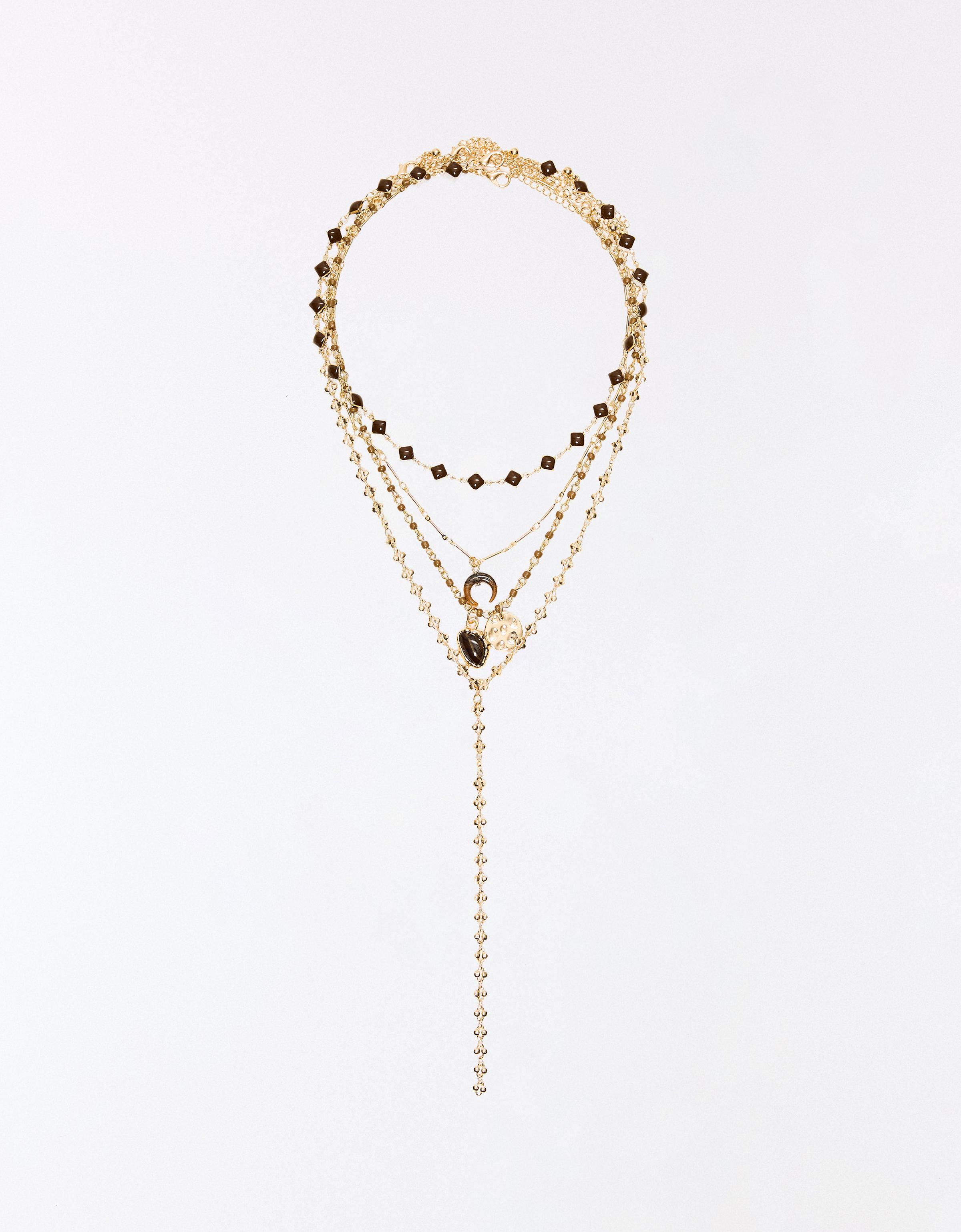 Pack of stone necklaces — Gold