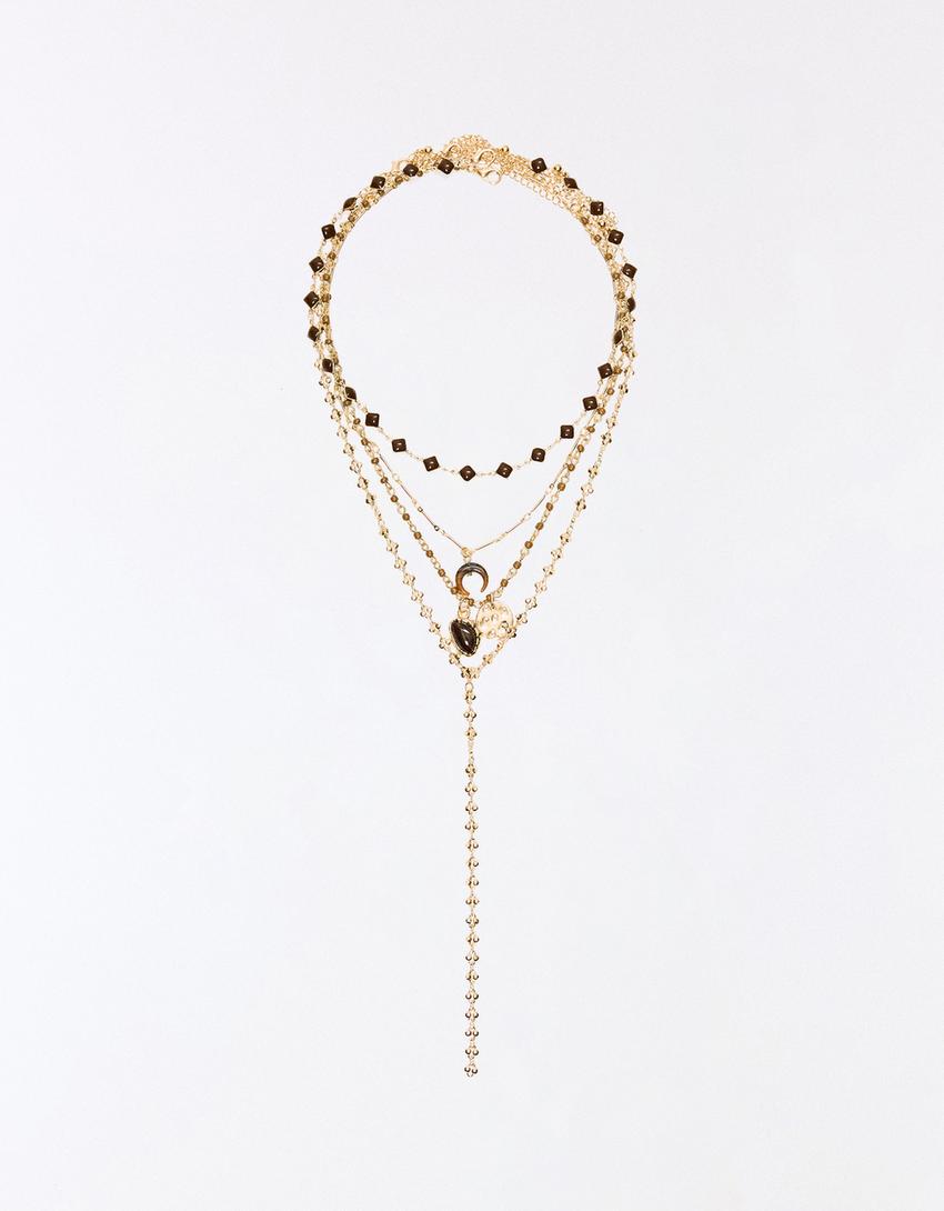 Pack collares piedras-Oro