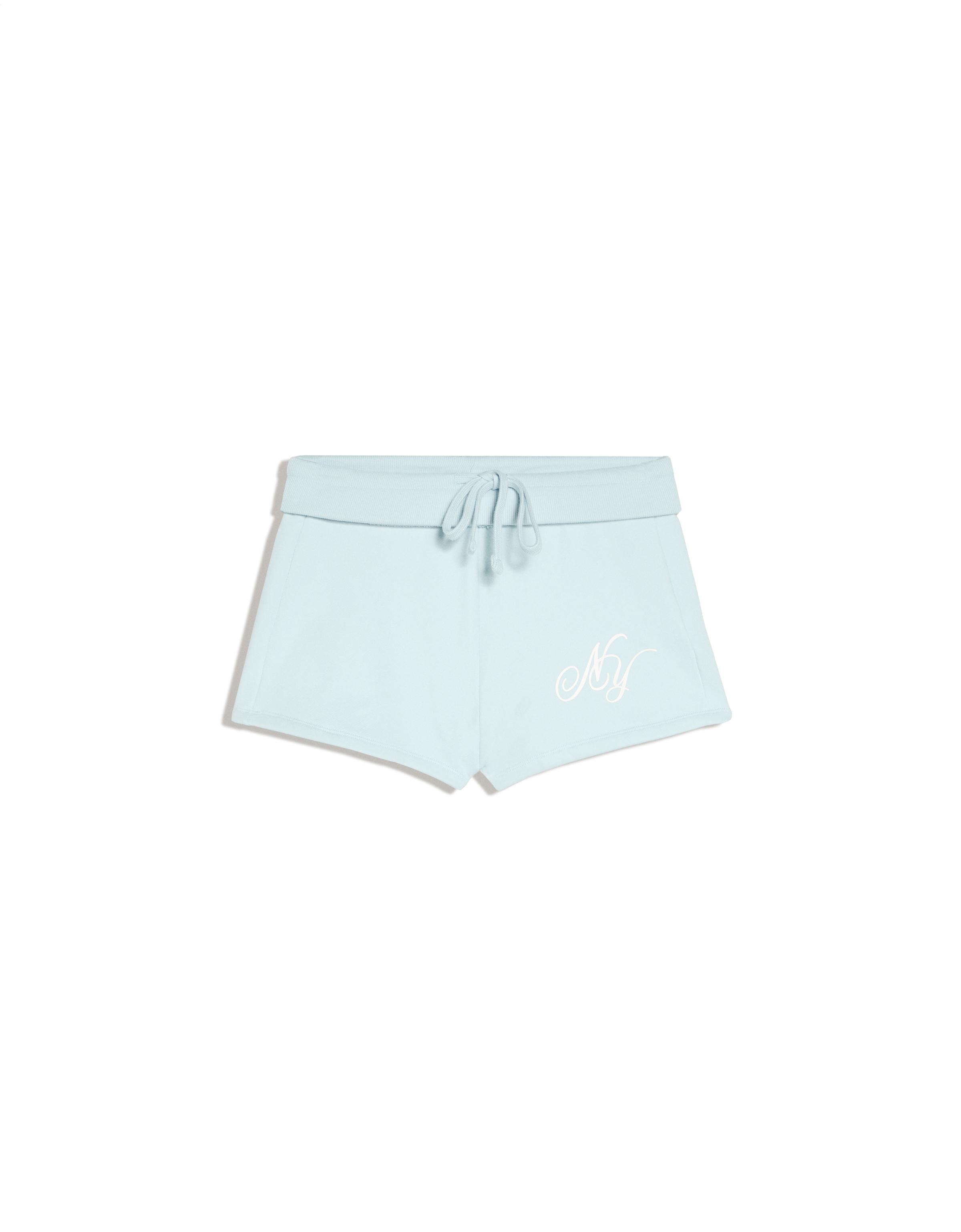 Plush shorts with turn-up waist — Light blue