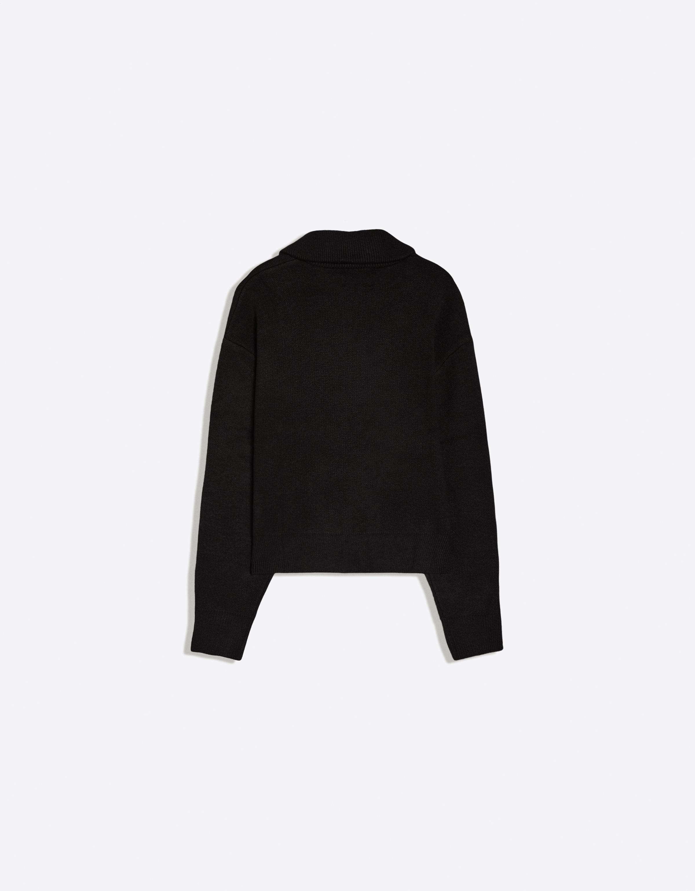 Boxy knit zip jacket — Black