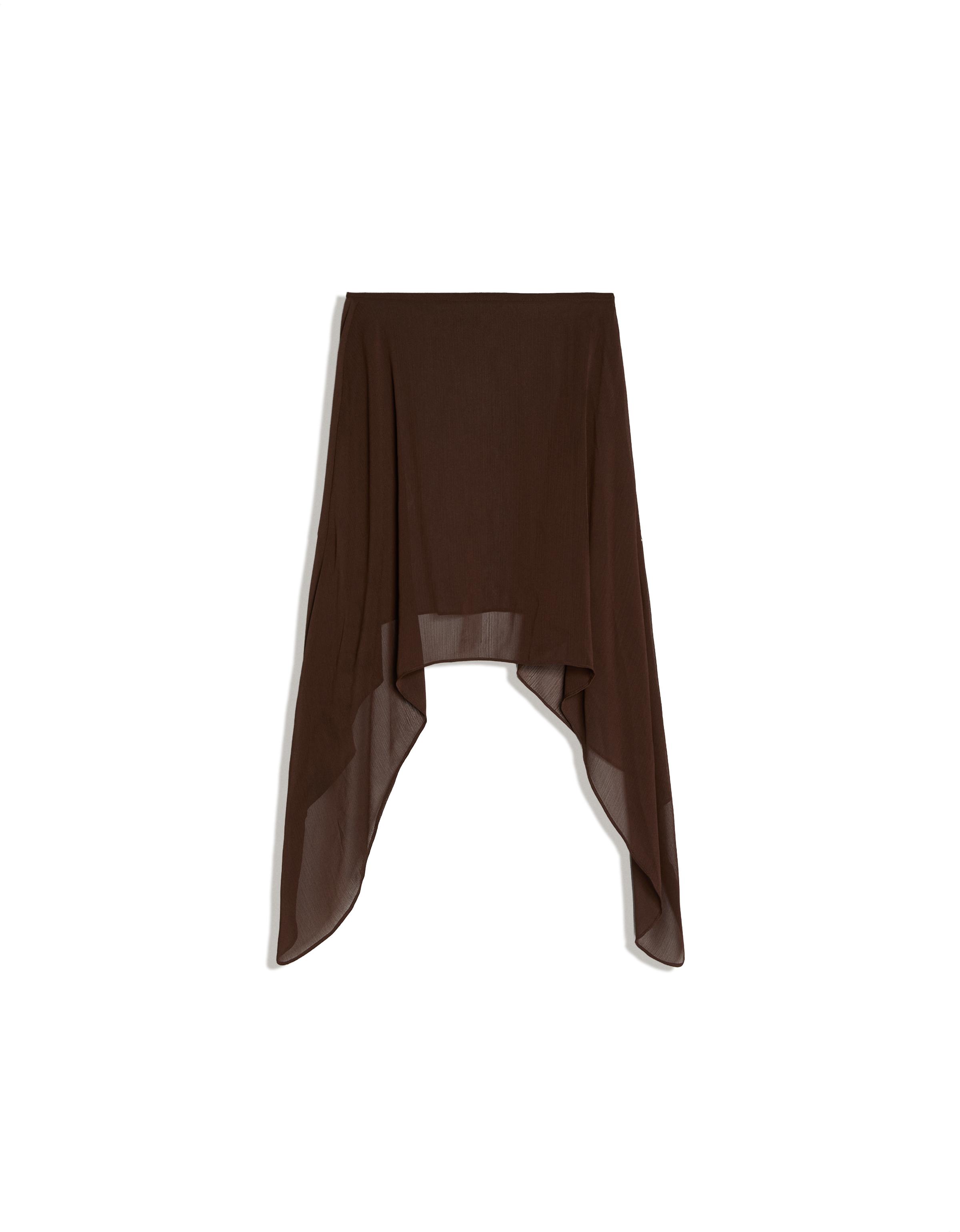 Semi-sheer asymmetric flowing cape — Brown