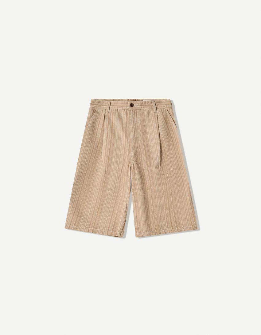 Shirt and Bermuda shorts set-Cream-5
