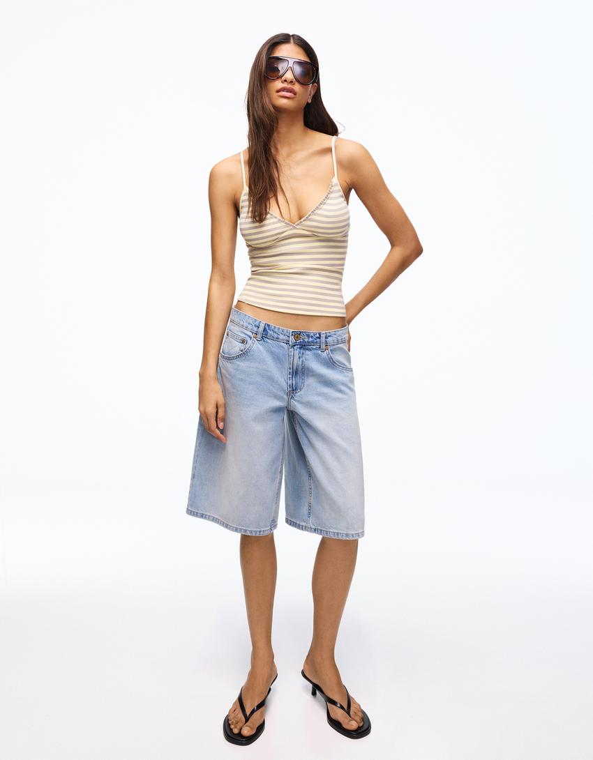 Gathered strappy top-Yellow