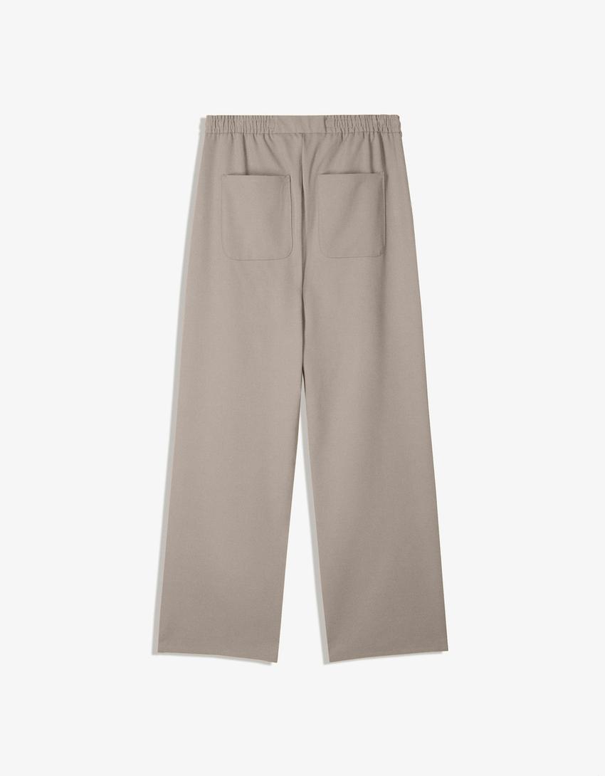 Pantalón straight jogger tailoring-Visón