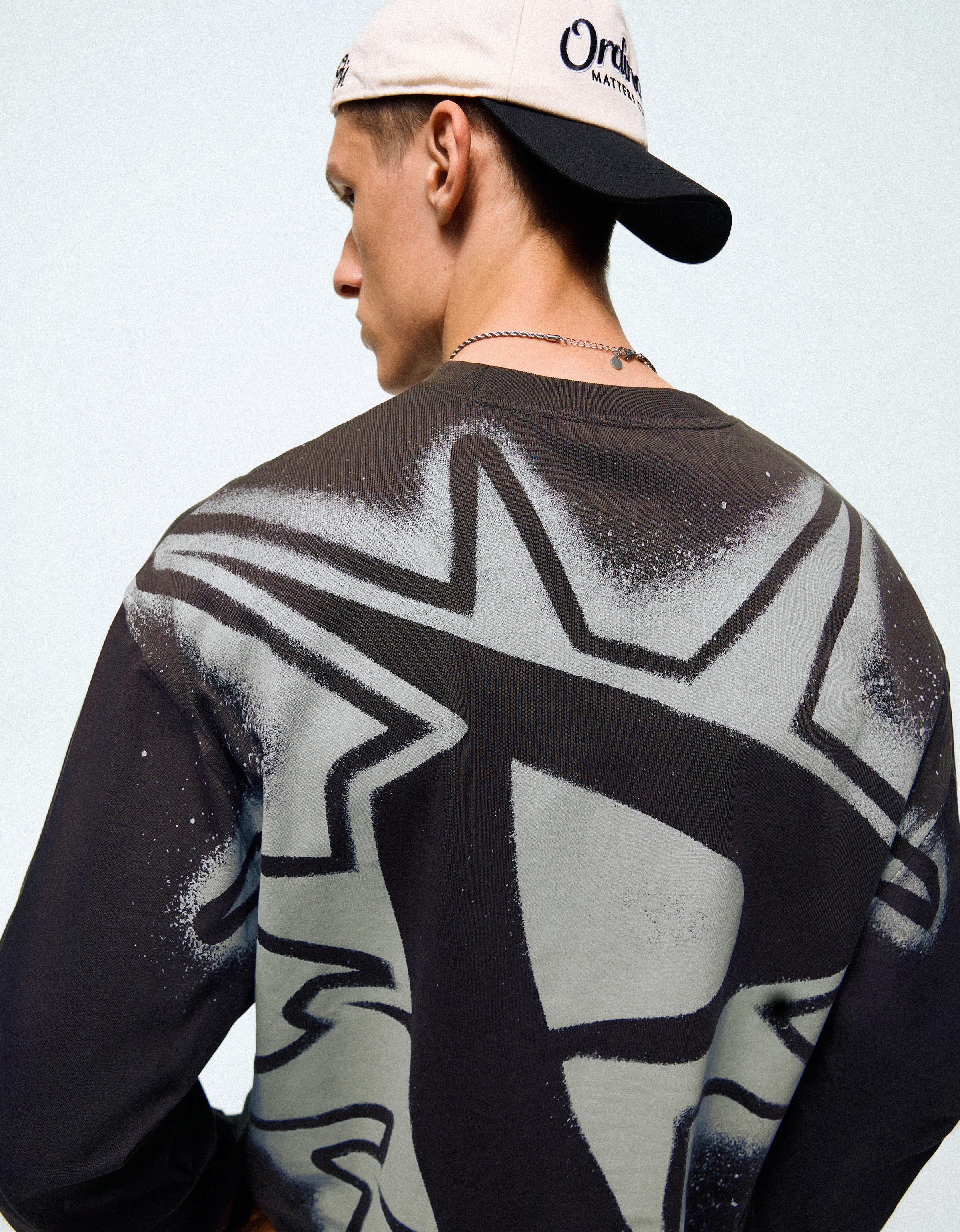 Long sleeve print T-shirt — Grey