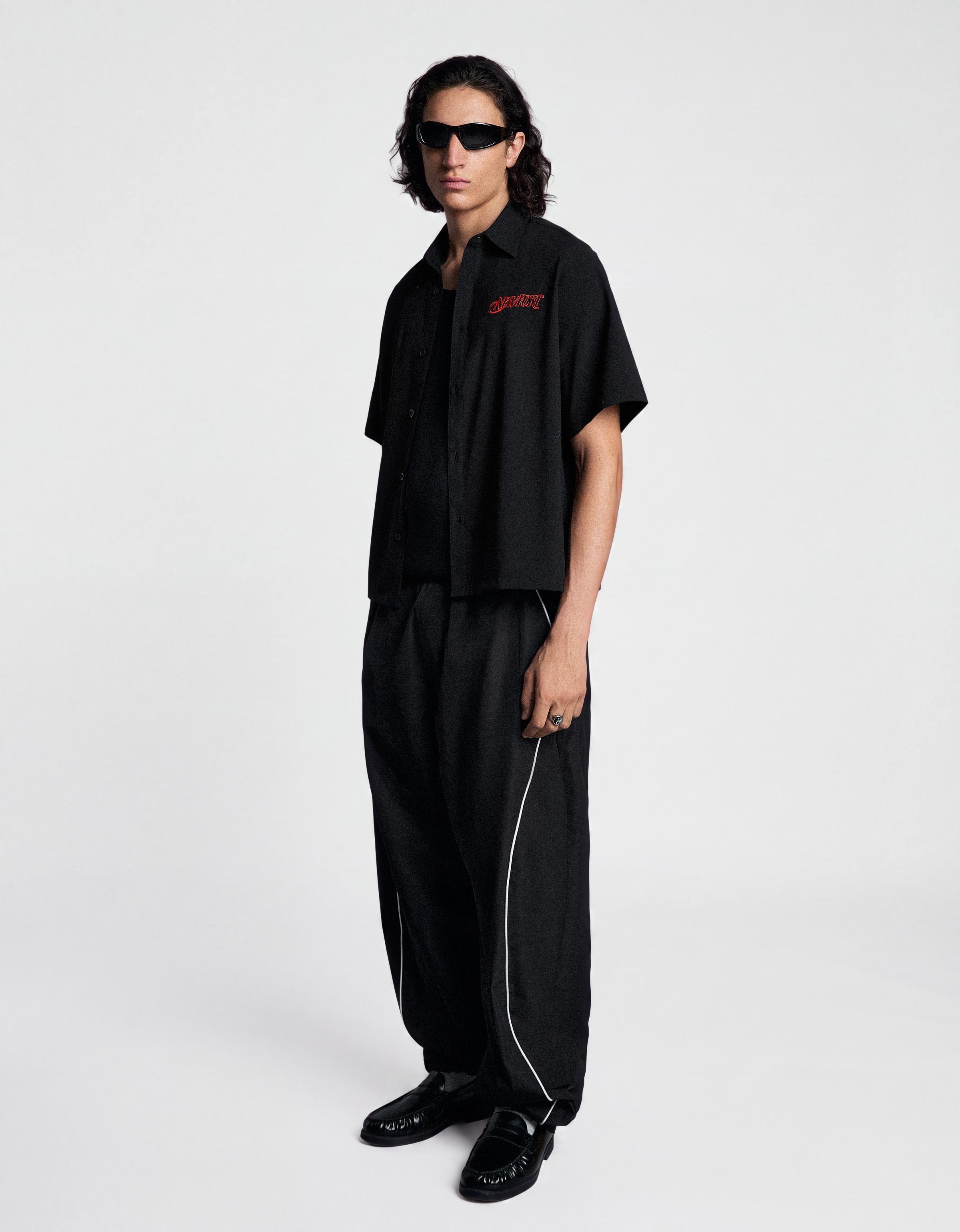 Embroidered short sleeve shirt — Black