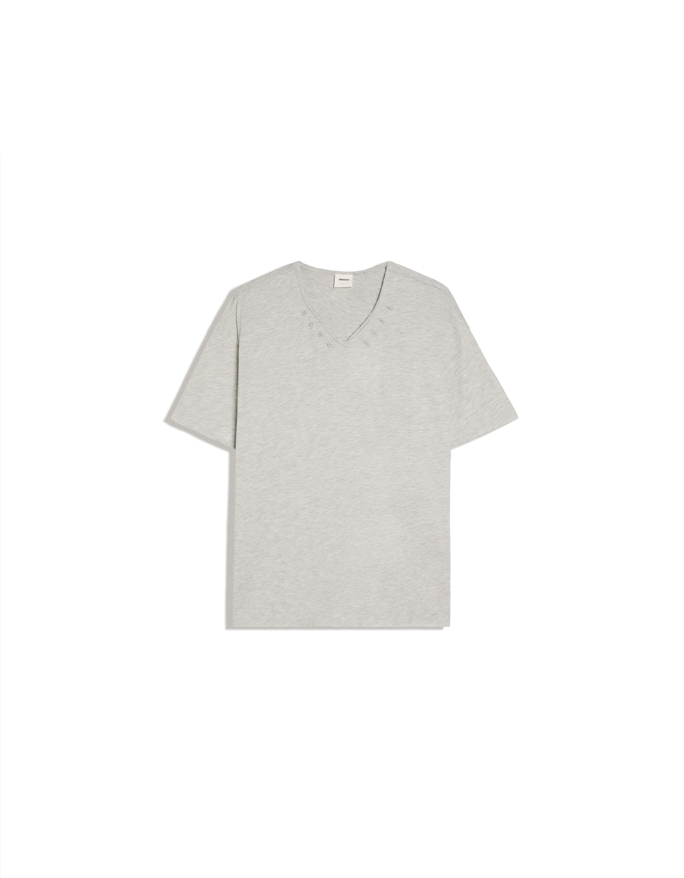 Short-sleeved V-neck T-shirt — Grey
