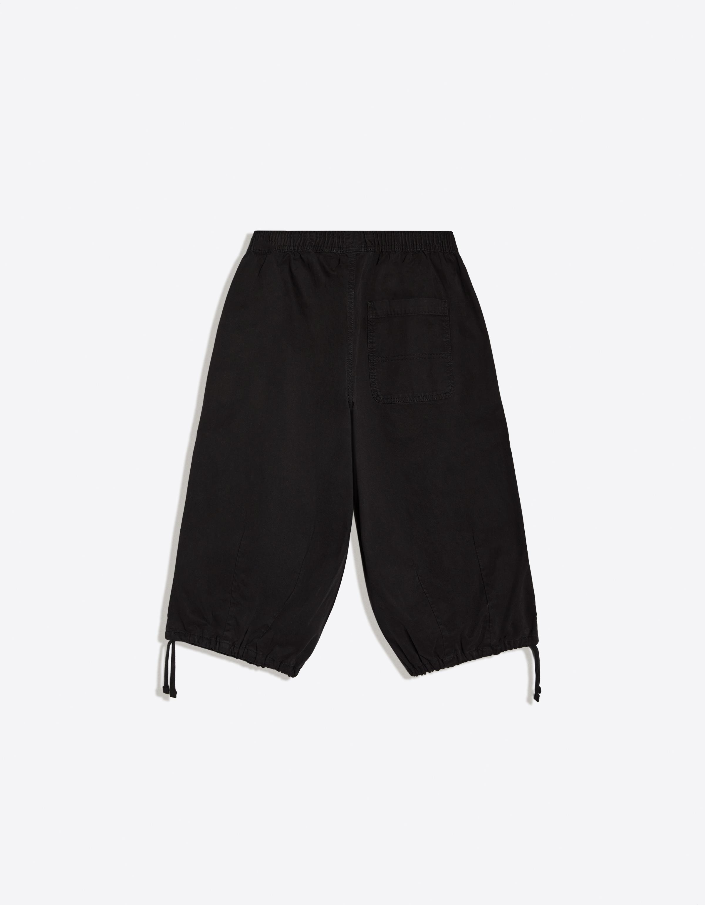 Long twill Bermuda shorts — Black