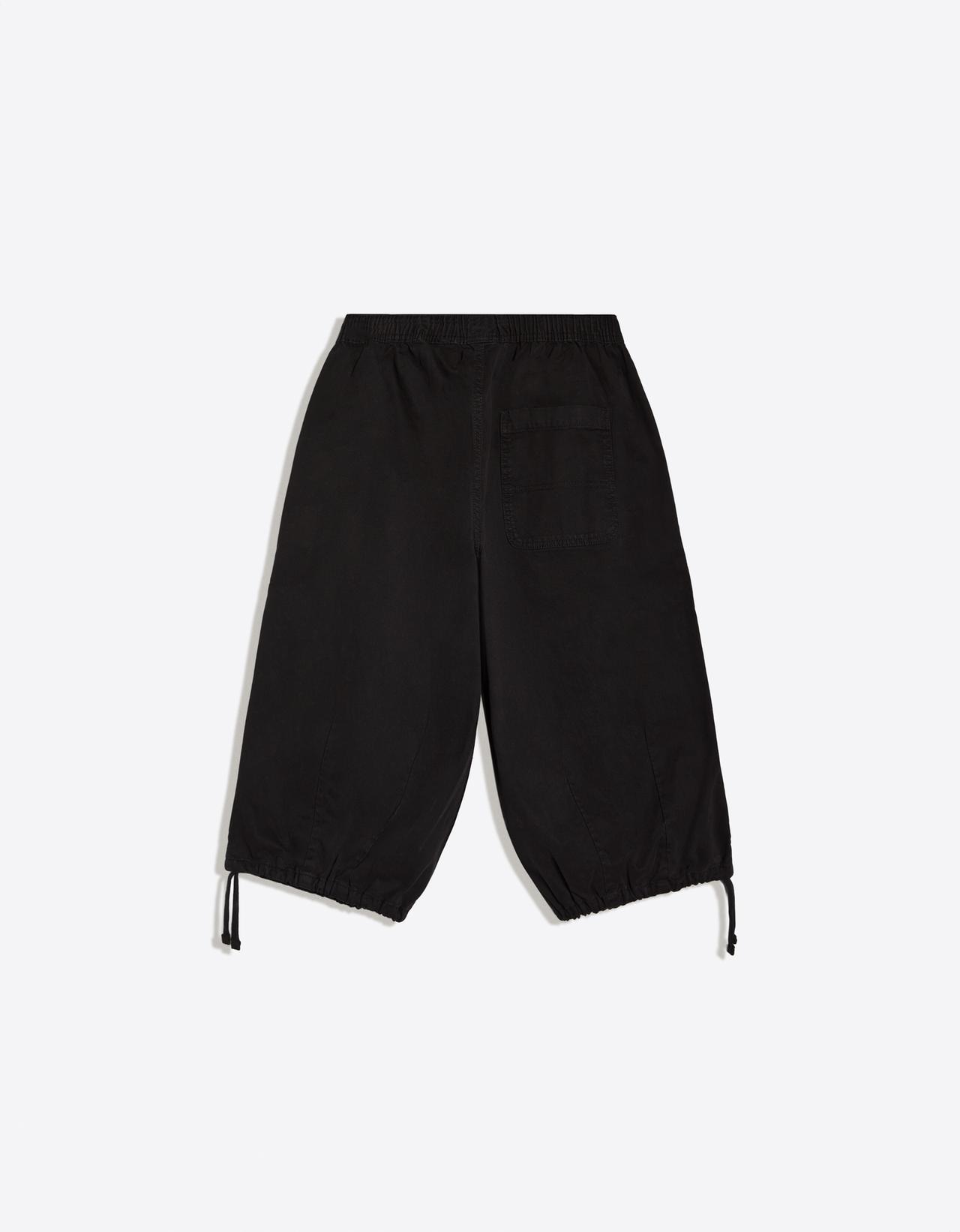 Long twill Bermuda shorts — Black