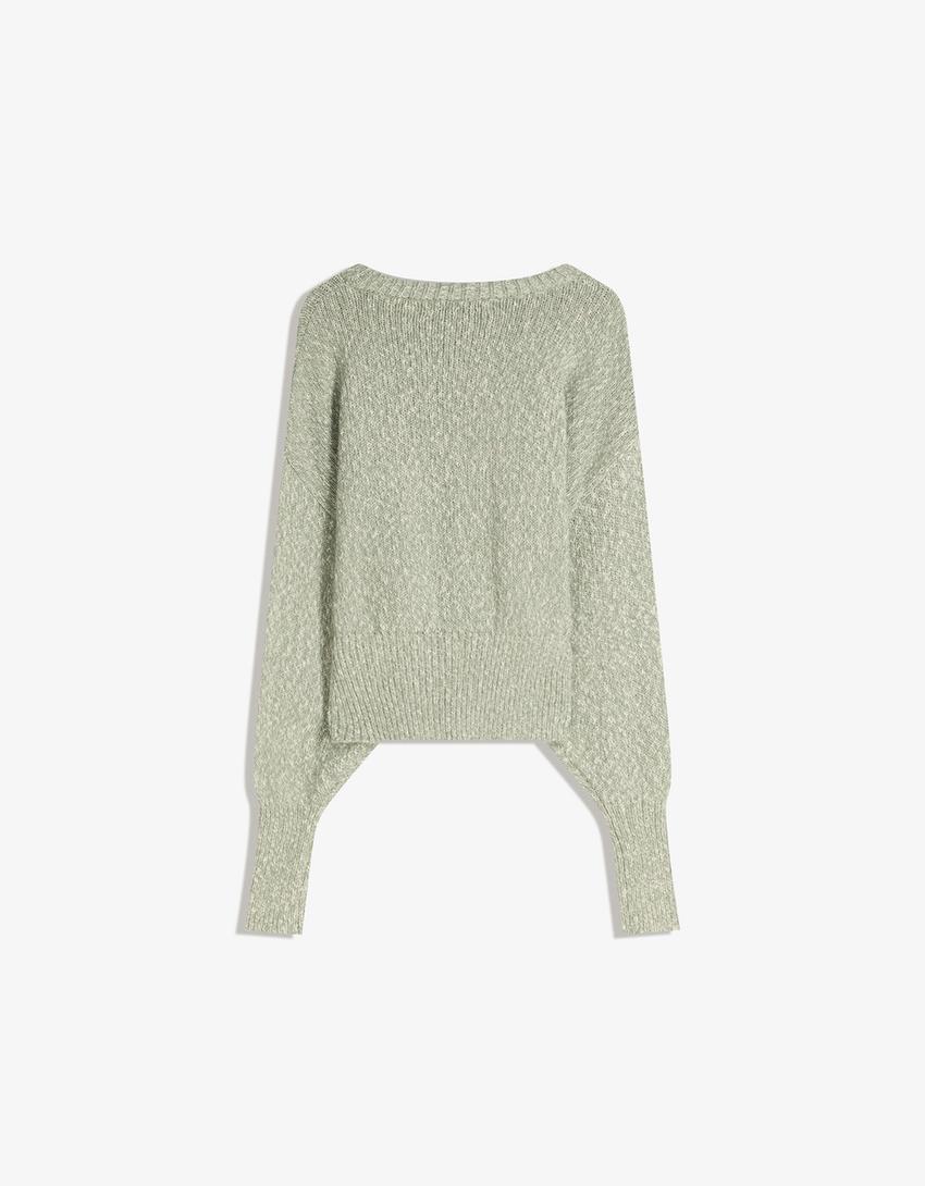 Sweater with full-bodied sleeves-Green