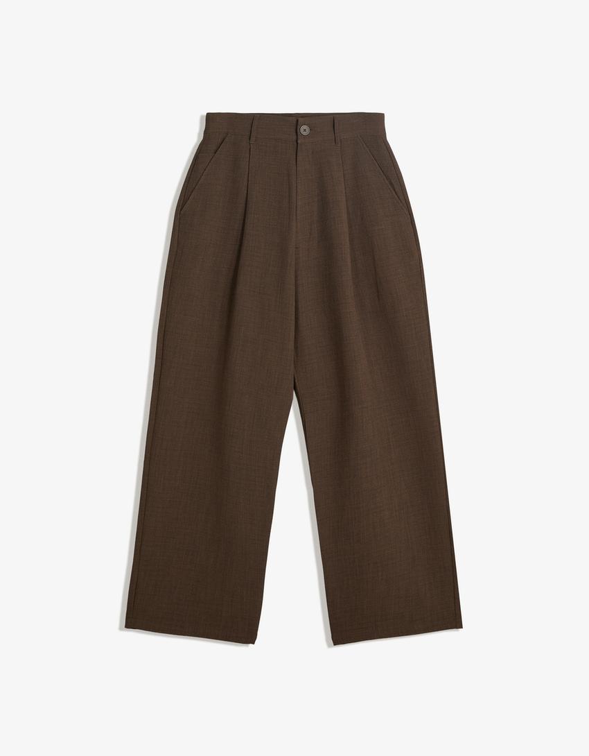Super baggy tailored trousers-Brown-3