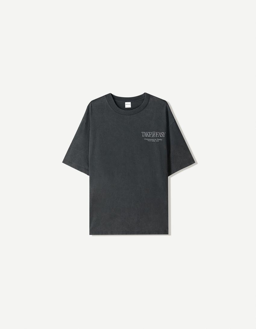 Short sleeve T-shirt with print-Black