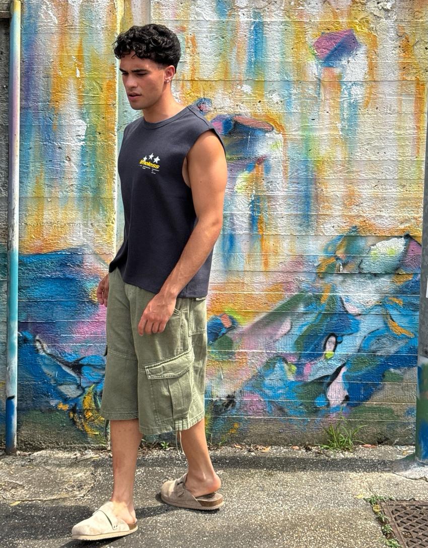 Worker dokulu baskılı t-shirt-Denizci mavisi