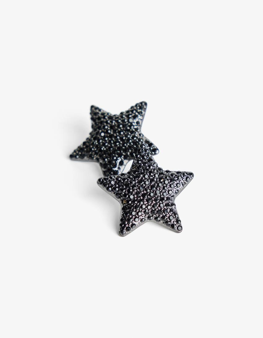 Sparkly star earrings-Black