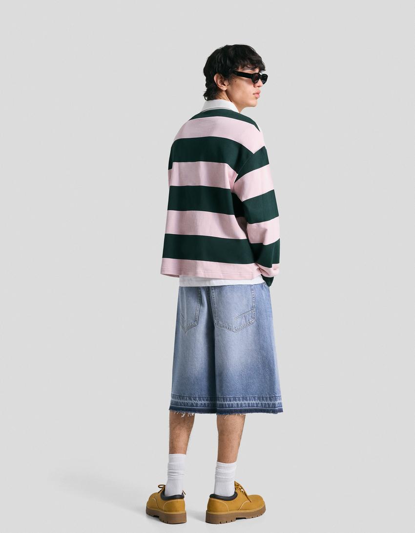 Baggy Bermuda shorts-Light blue