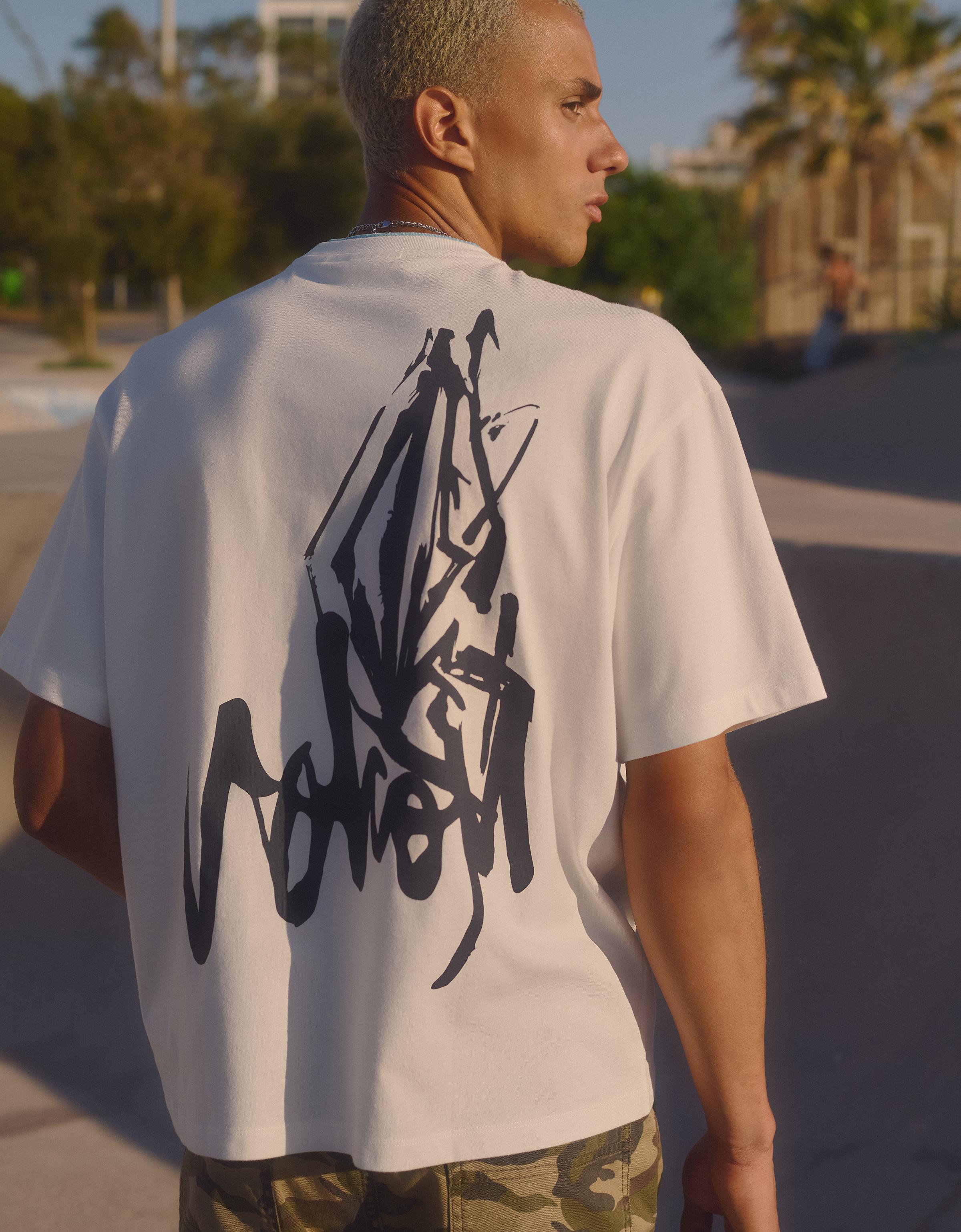 Bershka Camiseta Relaxed Fit Volcom Hombre L Blanco