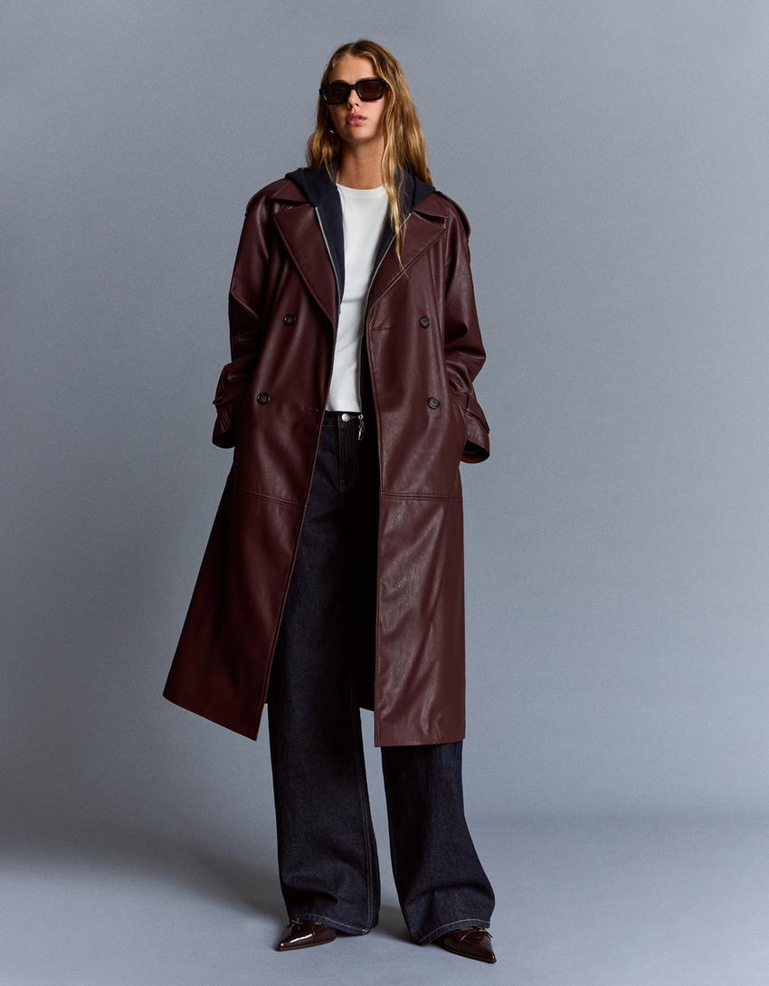 Trenchcoat van imitatieleer-Granaat