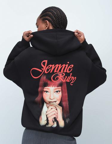 Jennie Ruby print hood sweatshirt