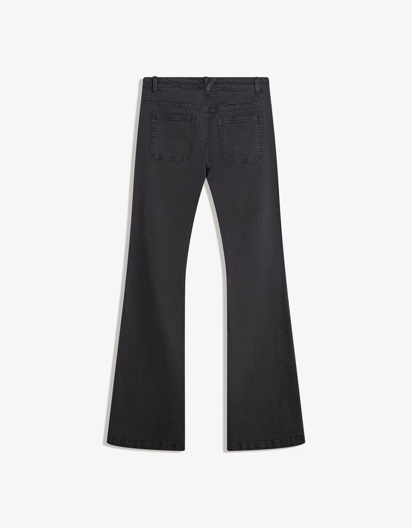 Pantalón flare flaps pocket-Negro-4