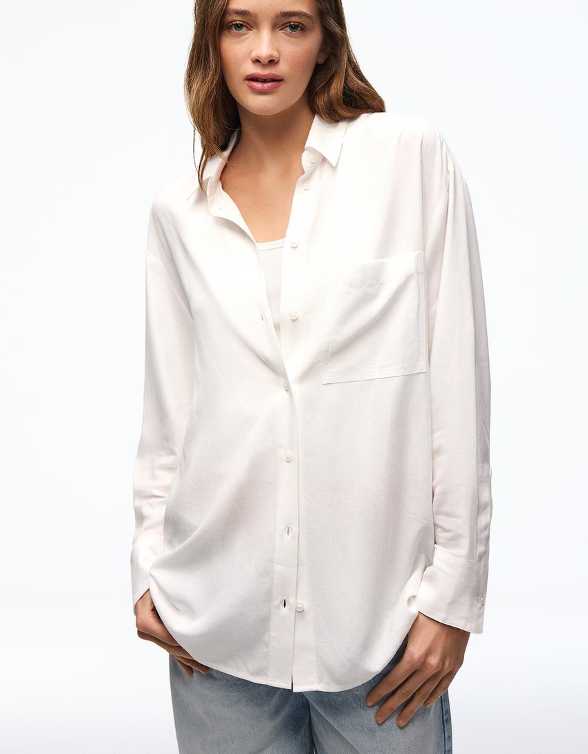 Flowing oversize shirt-White