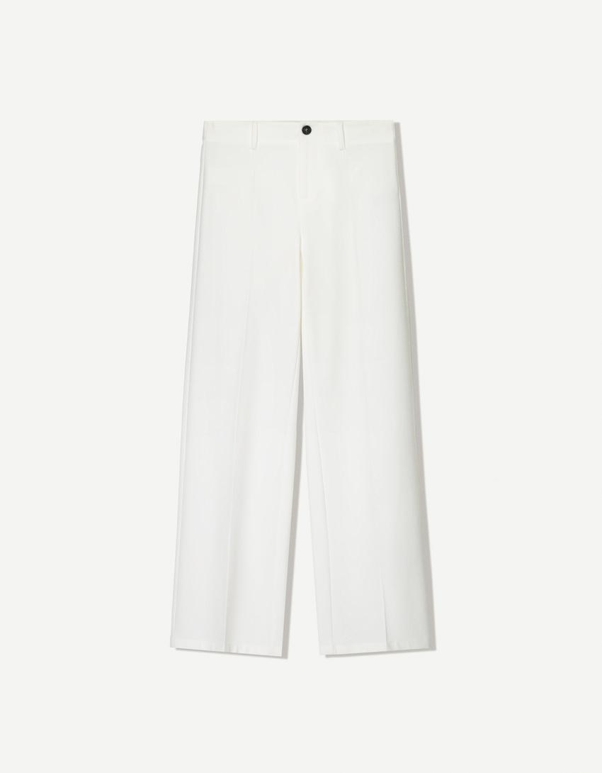Pantalón wide leg-Blanco