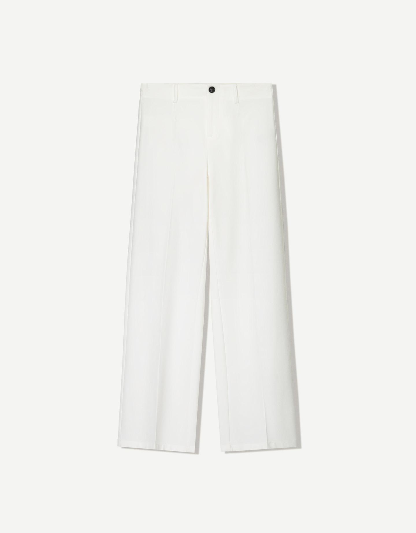 Bershka Pantalón Wide Leg Mujer 44 Blanco