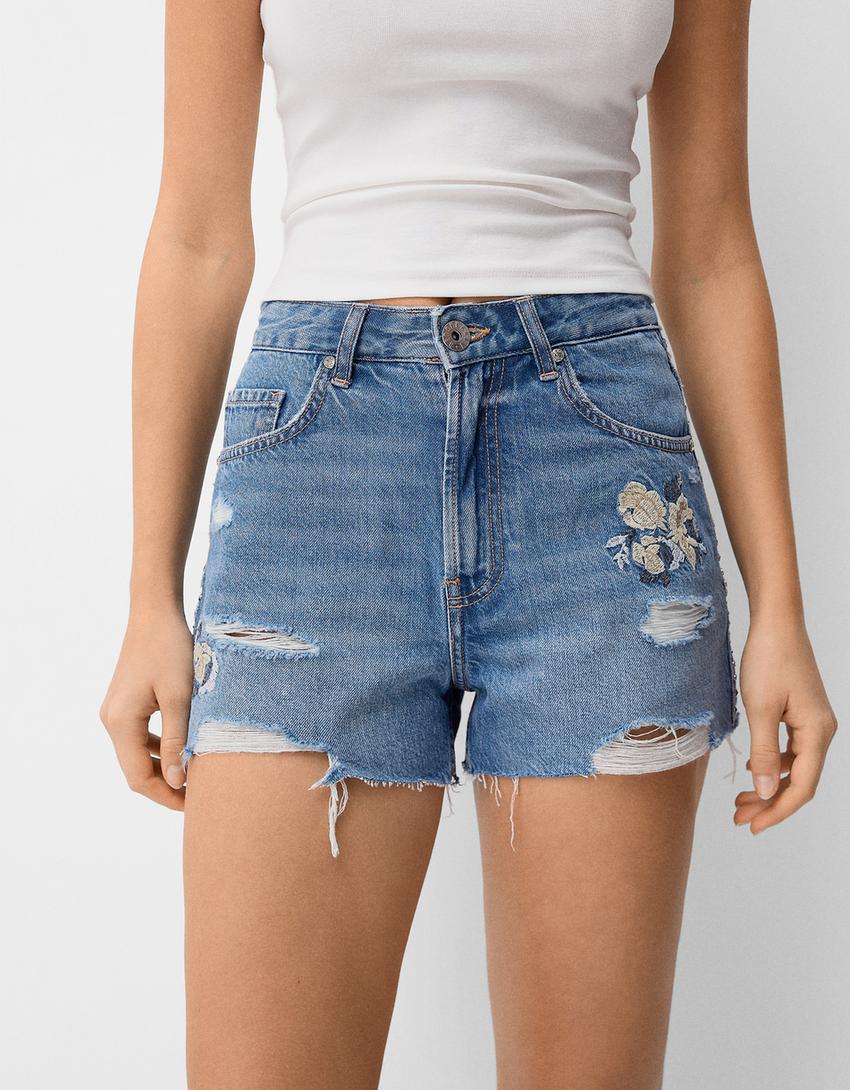 Short denim rotos-Azul lavado-3